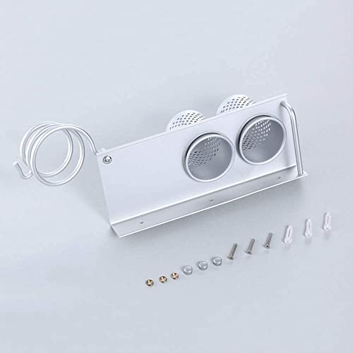 Porte-serviettes mural en aluminium avec étagère double et support sèche-cheveux