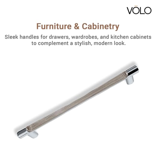 Image of VOLO Wardrobe Cabinet Handle - Sleek Pull Handle for Drawers, Wardrobes, Sliding Doors, and Cabinets in Kitchen, Bedroom, and Office (R-241) (1, Silver, 288MM (12 Inch))