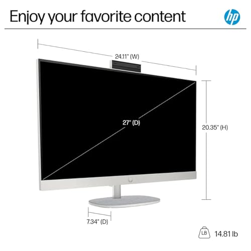 Image of HP 27 inch Touchscreen All in One Desktop Computer, FHD IPS Display(1920 x 1080), Intel 12-Core Ultra 7,Adjustable Height,Intel Graphics, Win 11 Pro, Jet Black, with Accessories,16 GB DDR5, 1TB SSD