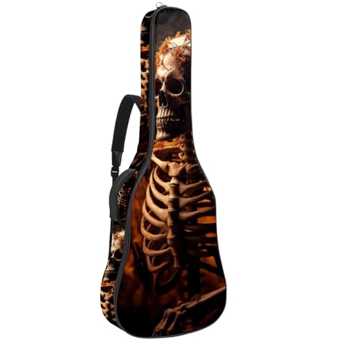Sac pour guitare acoustique Halloween avec crochet arrière et imprimé crâne