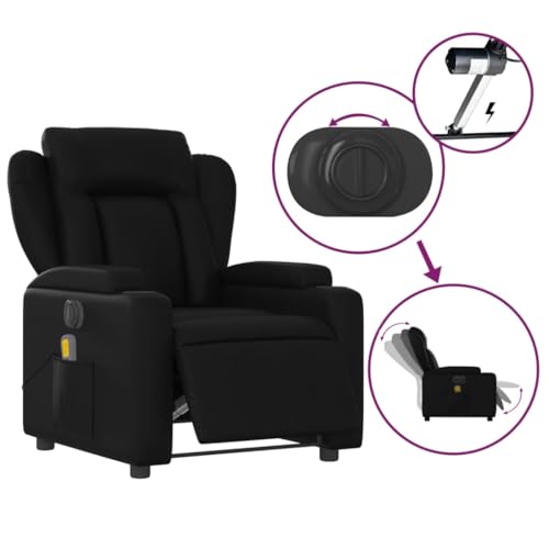 Sillón reclinable piel sintética negro miniatura 6