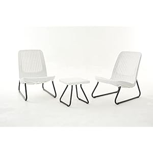 Keter Rio, 17197637, loungeset met rotanlook, kunststof, wit, 77,5 x 76 x 54 cm