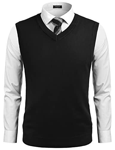 COOFANDY Men's Sleeveless V Neck Pullover Sweater Slim Fit Casual Argyle Sweater Vest - Main Image