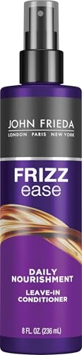 Image of John Frieda Frizz Ease Daily Nourishment Leave-In Conditioner, Detangles Frizzy, Damaged Hair, Reduces Breakage, Protects Against Heat, with Vitamins A, C, E & Green Tea Extract, 8 Oz