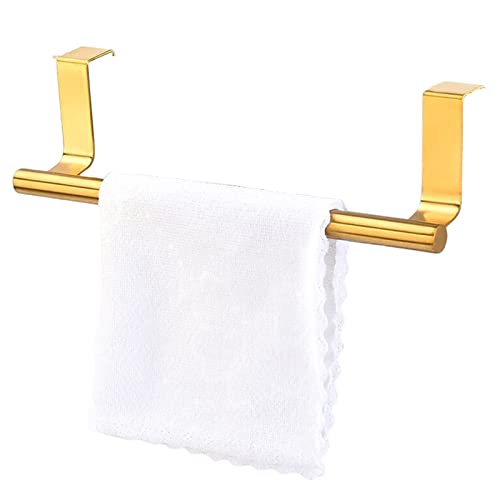 FIYSON Kitchen Door Towel Holder, Kitchen Towel Holder for Hanging, Towel Holder, No Drilling, Stainless Steel, 23 cm Towel Holder for Cupboard Door, Suitable for Kitchen, Bathroom (Gold)