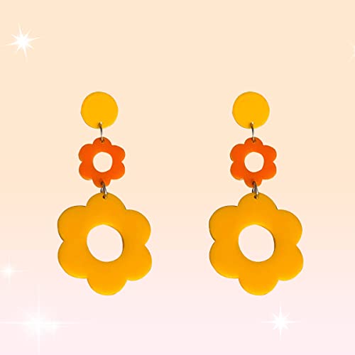 60 70s Big Acrylic Daisy Flower Petal Drop Dangle Earrings Stud Resin Floral for Women Cfboyolorful Summer Y2k Holiday Jewelry2