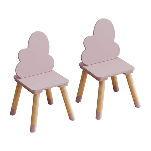 Rebecca Mobili Set 2 Seggiole per Bambini, Sedie Robuste, MDF Pino, Rosa Marrone, per Cameretta, Schienale a Nuvola - Misure HxLxP: 50 x 25 x 25 cm - Art. RE7015