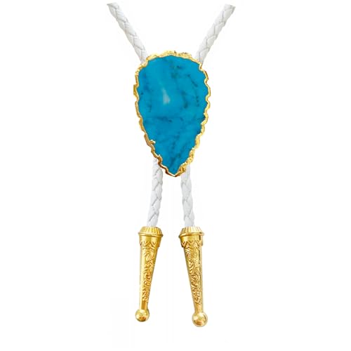 Image of Daisy Del Sol Gemstone Bolo Tie Braided Vegan Faux Leather Natural Stone Gold Handmade Necklace Adjustable Boho Western Jewelry
