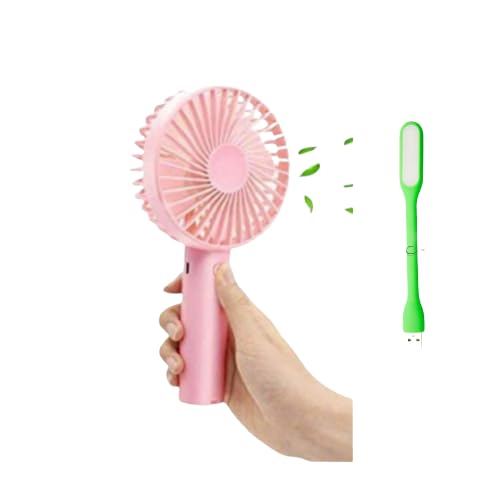 Feriiwala Mini Portable USB Hand Fan with free USB Light Cooling Fan, Fan, Handheld Fan Pink for Office Bedroom Travel Home-image-31