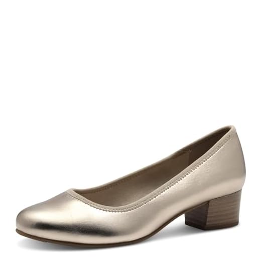 Jana Damen Pumps mit Blockabsatz Vegan, Metallisch (Champagner), 39 EU