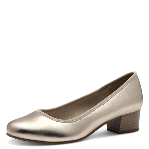 Jana Damen Pumps mit Blockabsatz Vegan, Metallisch (Champagner), 39 EU