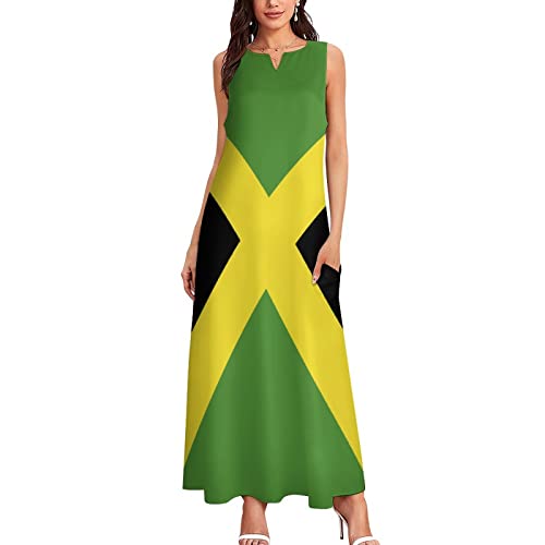 TAIZIYEAH Long Dress Jamaican Flag Women's Summer Casual Loose Dress Long Dress Short Sleeve for Girls Fashion Skirts L3