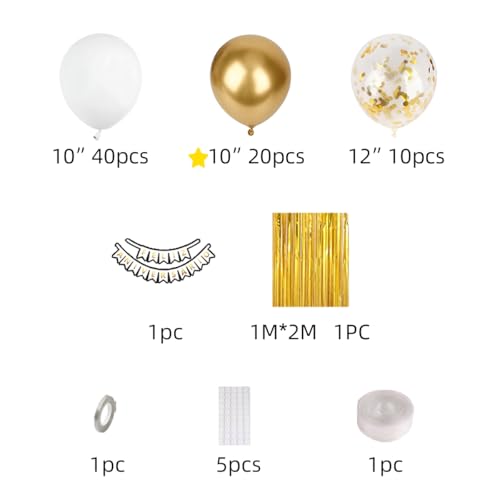 Kit 79 Peças Balao de Festa Amarelo Branco Baloes de Aniversario Kit Balão Decoração para Casamentos