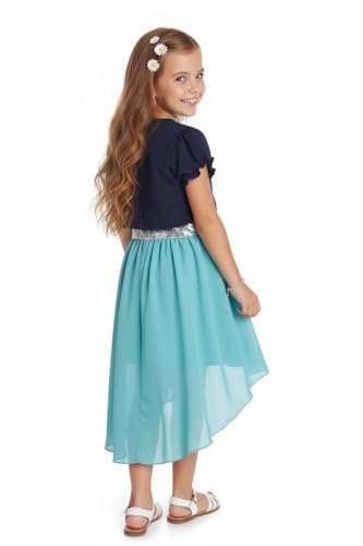 Image of ToBeInStyle Girls Two Piece Short Sleeve Dress and Matching Bolero Crop Cardigan Assorted Prints Cotton Blend Summer Outfit