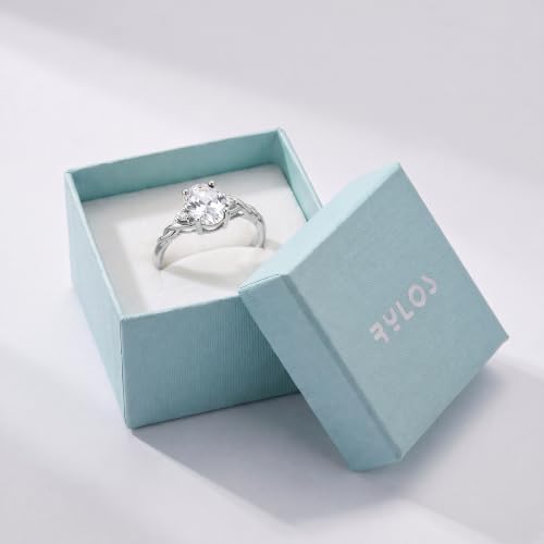 Image of Rylos Sterling Silver Classic Birthstone Ring - 7X5MM Oval Gemstone & Diamonds - Women's Jewelry, Sizes 5-10