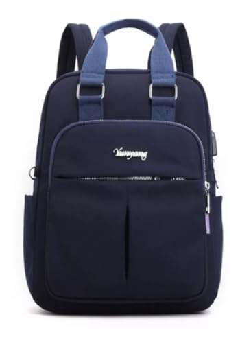 Mochila Feminino Multifuncional Notebook Viagem Com Usb (Azul Escuro)