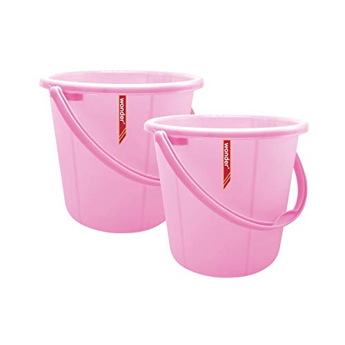 Wonder Homeware Bucket Set, Frosty for Home/Kitchen/Office, Set of 2 Pcs 16 Liters, Pink Color, Made in India