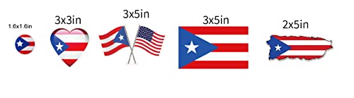 Image of Set of 5 Puerto Rico Flag Themed Sticker Decal of Flag, Country Map, Pop Socket Shape, Heart Shape and one with USA Flag for Car, Phone, pop sockets, Laptop, Mug, Bottle, Textbooks (Puerto Rico)
