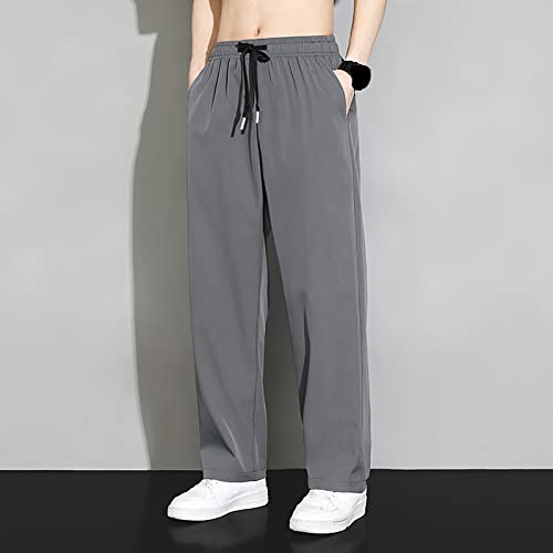 Men's Quick Dry Pants Stretch Ice Silk Sweatpants Elastic Waist Drawstring Casual Breathable Workout Running Pants2