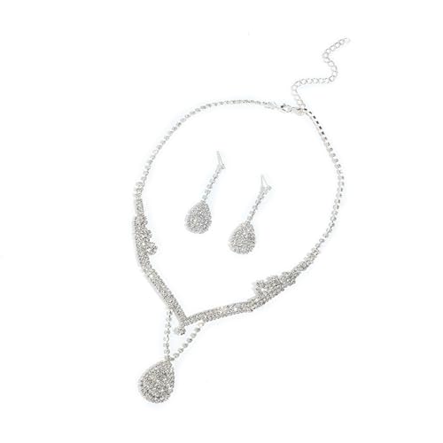 Juego de 3 collares y aretes de cadena para mujer en bodas y banquetes