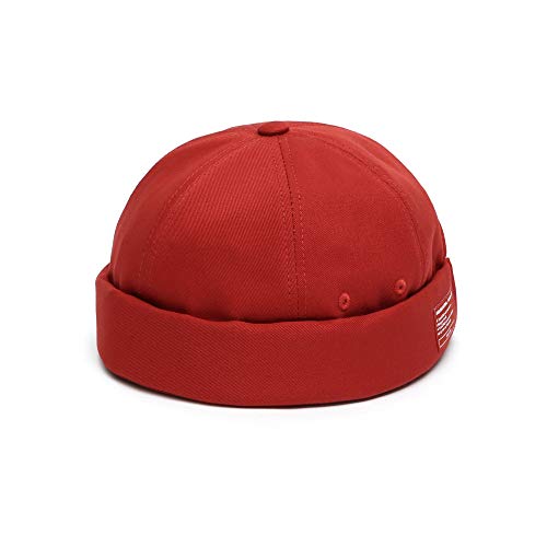 Undercontrol Brimless Sailor Fisherman Leon Hat Rolled Cuff Harbour No Visor Miki Skull Docker Beanie Cap For Men & Women (Red) #TOP1