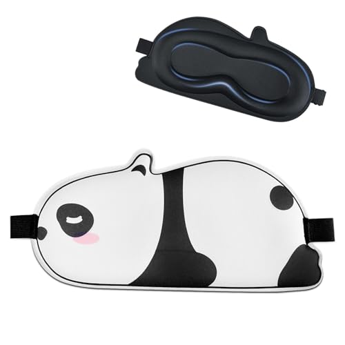 FUNAUPGO Antifaz para dormir con diseño de panda divertido y contorneado en 3D, suave, transpirable, para viajes, para niños, adultos, niñas, niños, mujeres y hombres (Panda, blanco y negro)