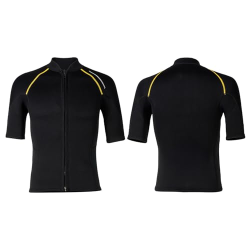 Yihuimin Men 1.5mm Neoprene Wetsuits Top Short Sleeve Rash Guard Shirts Professional Swimwear Black XL