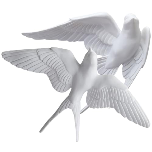 Décoration murale 3d oiseaux salon rustique ou moderne ornement blanc