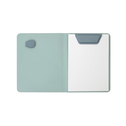 Porte-documents A6 bleu eau avec presse-papiers magnétique et bloc-notes