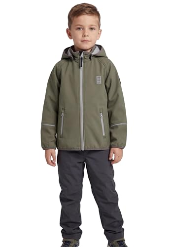 Kabooki LEGO Kinder Softshelljacke für Jungen und Mädchen | Wasserdicht (8.000 mm) & Winddicht | Outdoor Übergangsjacke mit abnehmbarer Kapuze & 3M Reflektoren