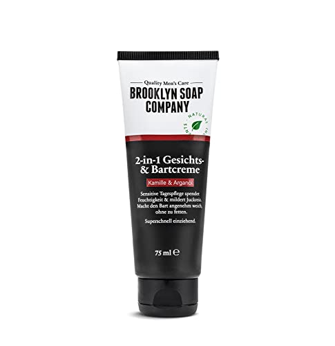 Bartcreme & Gesichtscreme (75 ml) · 2-in-1 Bartpflege der BROOKLYN SOAP COMPANY · Alternative zum Bartöl oder zum Bart Balsam · Weicherer 3-Tage-Bart & weniger Bartjucken ✓