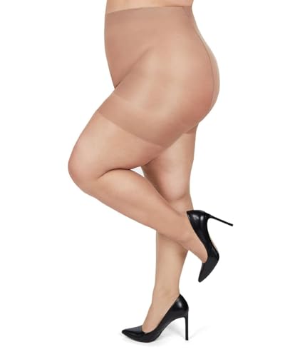 Image of MeMoi Plus Size Curvy Control Top Pantyhose for Women, Comfortable Silky Sheer Pantyhose, Lightweight Womens Stockings