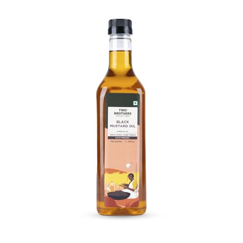 Two Brothers India Farms Mustard Oil/Sarso Ka Tel (1L) Made using farm grown Mustard seeds | Cold-Pressed and Single-Filtered Oil | Kacchi Ghani Natural and Unrefined | Only for External Use
