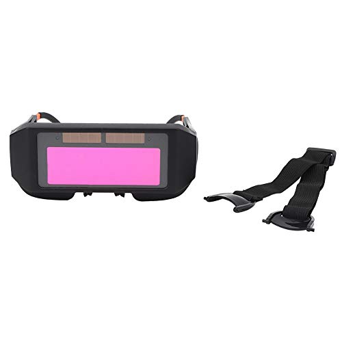 Hyuduo Gafas Protectoras de Soldador, Panel Solar de Gafas de Soldadura de Marco Ajustable, Pantalla de Atenuación Automática, Cabezal de Detección de Alta Sensibilidad