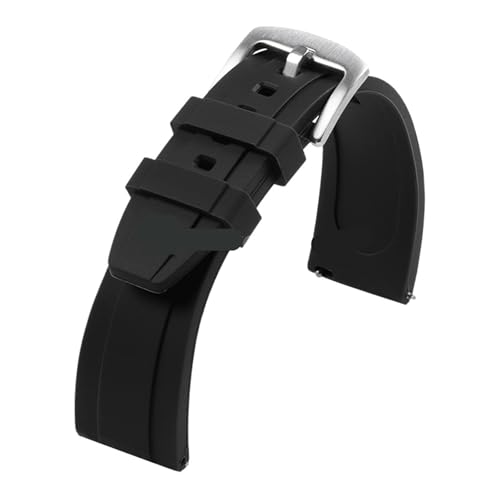 Bracelet de montre universel en caoutchouc noir 20mm 22mm pour Seiko