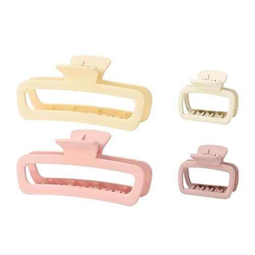 Image of Bakefy-2+2 Big and Small Large Hair Claw Clips for Thick Curly Long Hair Square Hair Strong Hold Hair Jaw Clips Matte Medium Big Clips Hair Claw for Women Hair Styling Accessories