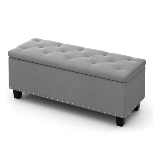 MoNiBloom 42 Inch Long Storage Ottoman for Bedroom, Contemporary Grey