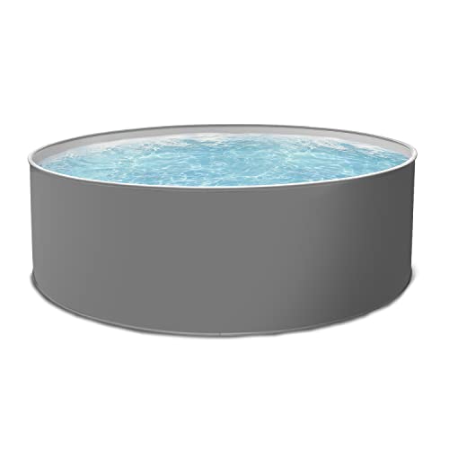 Paradies Pool Griza Komplettset Premium rund, 400x120cm (Ø x H), Stahlwandpool grau, Poolfolie in grau 0,8mm, Handlauf, inkl. Skimmer Set Leiter Pumpe Sandfilter, Swimmingpool, Menge: 1 Stück