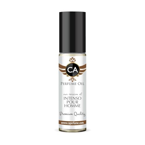 CA Perfume Impression of Intenso Pour Homme for Men Fragrance Oil Woody Aromatic Scent Long Lasting Cologne for Men Travel Size TSA Ready Mini Parfum Body Oil Roll-on 0.33 Fl Oz 10ml