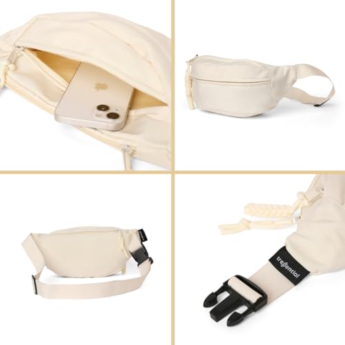 Image of Tressential Waist Bag for Men Women | Cross Body Fanny Pack Sling Bag for Hiking, Travel, Camping, Outdoor Sports, Cycling | Money Belt with Adjustable Strap (White)