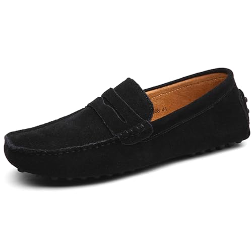 WUIWUIYU Men's Loafers Casual Slip On Shoes Soft Penny Loafers for Men Lightweight Suede Big Size Driving Boat Shoes Moccasins