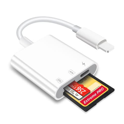 Lecteur de carte SD/Micro SD pour iPhone/iPad Plug and Play, adaptateur de carte mémoire SD avec lecture et chargement simultanés