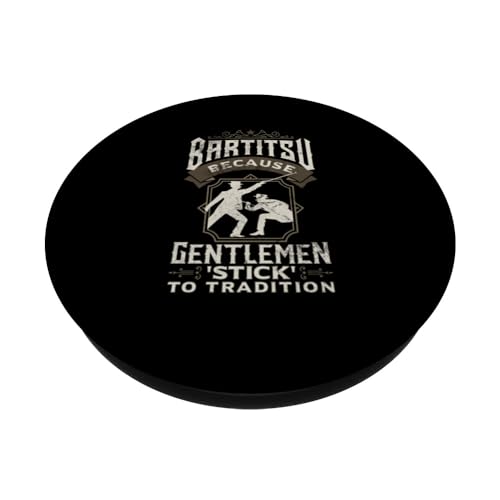 Bartitsu Because Gentlemen Funny Bartitsi Fighter PopSockets Swappable PopGrip, Black - Image 2