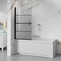 Goodyo Bathtub Screen Panel Pivot Swing Shower Door for Bathtub 180° Pivot 1/4" Tempered Glass, 31.5" x 55", Black