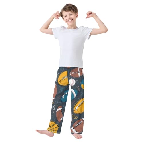 ZZXXB Retro Football Boys Long Pants Soft Trousers Elastic Waist Kids Lounge Bottoms with Pockets S-XL3