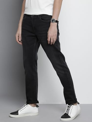Image of The Indian Garage Co Men Slim Fit Solid Mid-Rise Stretchable Jeans