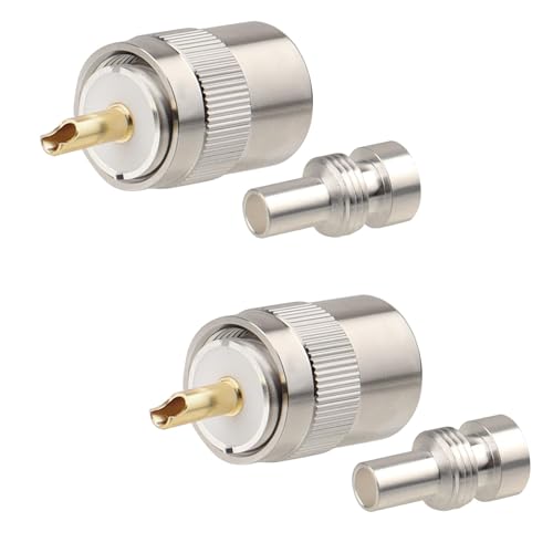 MOOKEERF 2 Pack PL259 Coax Connectors 50 Ohm PL-259 UHF Male Solder Connector Plug with Reducer for RG8X LMR400 RG59 RG8 RG213 LMR240 Coaxial Cable