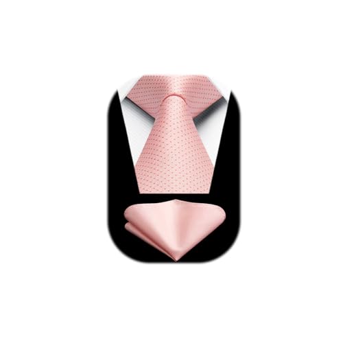 HISDERN Corbatas Rosa Hombre Modernas Conjunto Corbata y Pañuelo Lunares Corbatas Elegante Boda Business