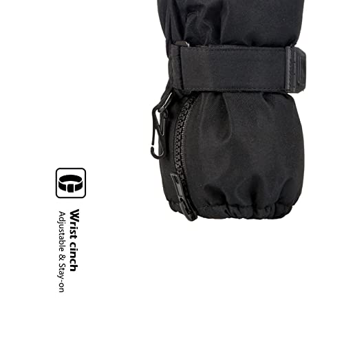 HIGHCAMP Kids Long Cuff Winter Snow Ski Mitten with Zipper Waterproof Gloves for Toddler Boys Girls4