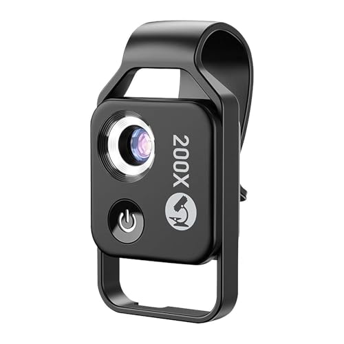 Ingrandimento 200x, ingrandimento 200x, zoom per telefono con luci LED, lente microscopica portatile per smartphone cellulare, luminosità regolabile 2